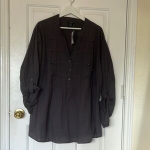 Torrid Charcoal Military Style Button-Up Shirt